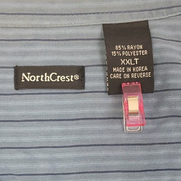 NorthCrest Mens XXLT PolyRayon Long Sleeve Striped Button Up Shirt w Pocket - Picture 4 of 4